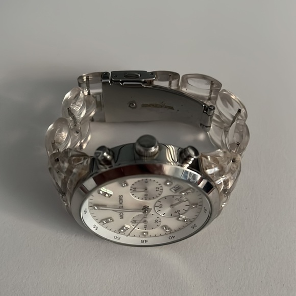 MICHAEL KORS MK-5235 Chronograph Quartz White Mother of Pearl Dial Lucite Watch - Picture 14 of 16